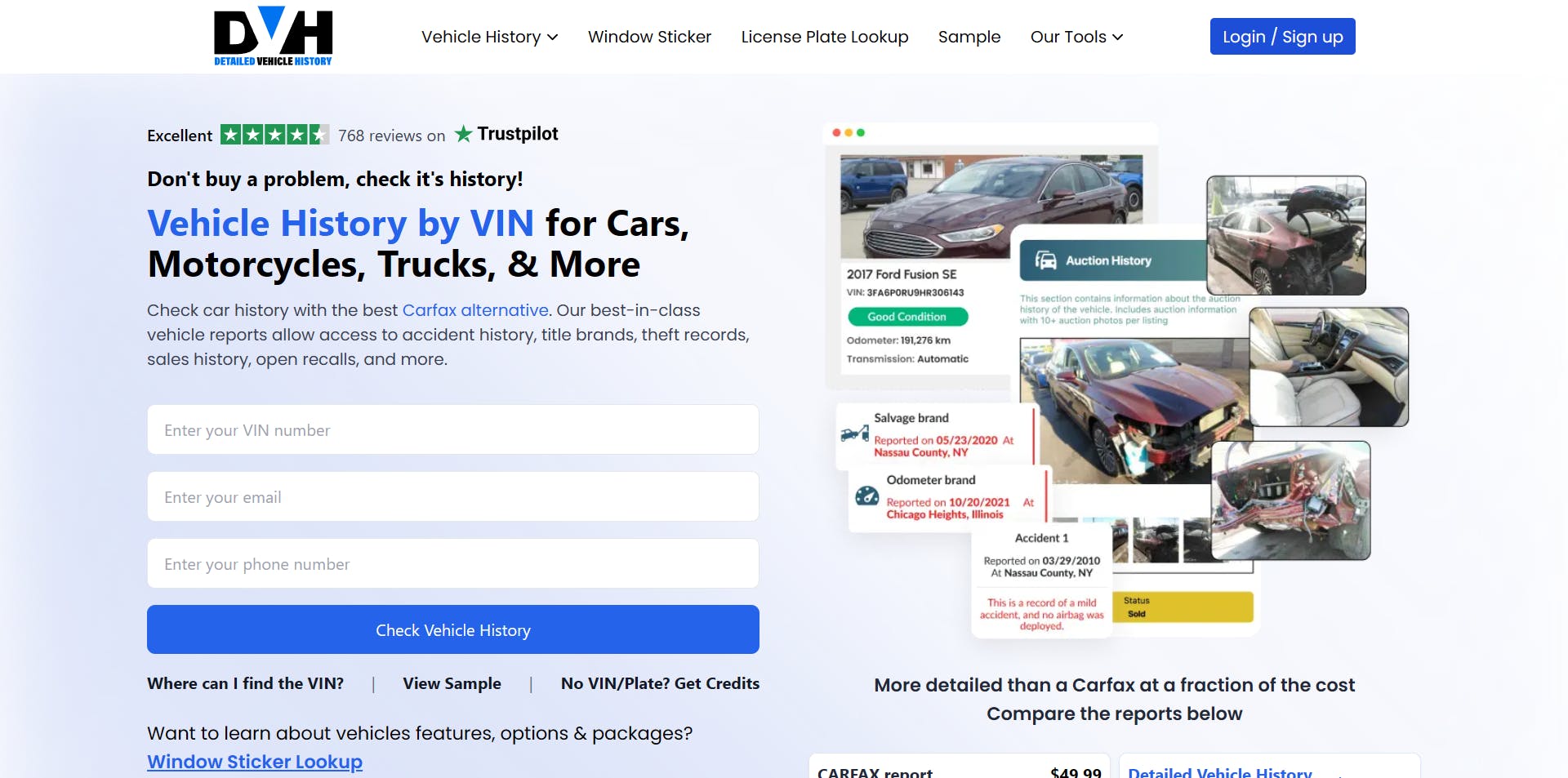 Home Detailed Vehicle History (DVH)