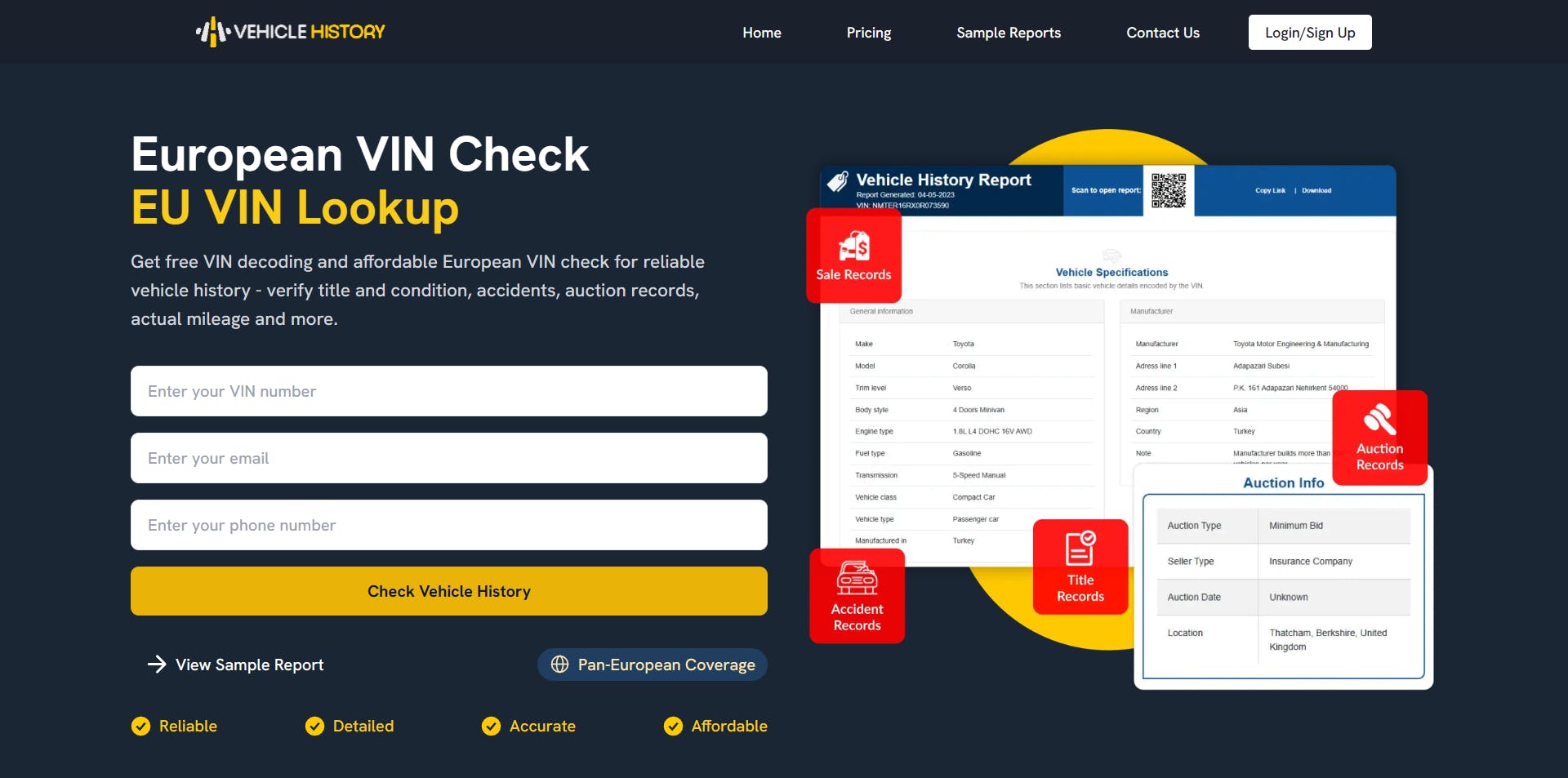 Home Vehicle History Europe (VHR.eu)