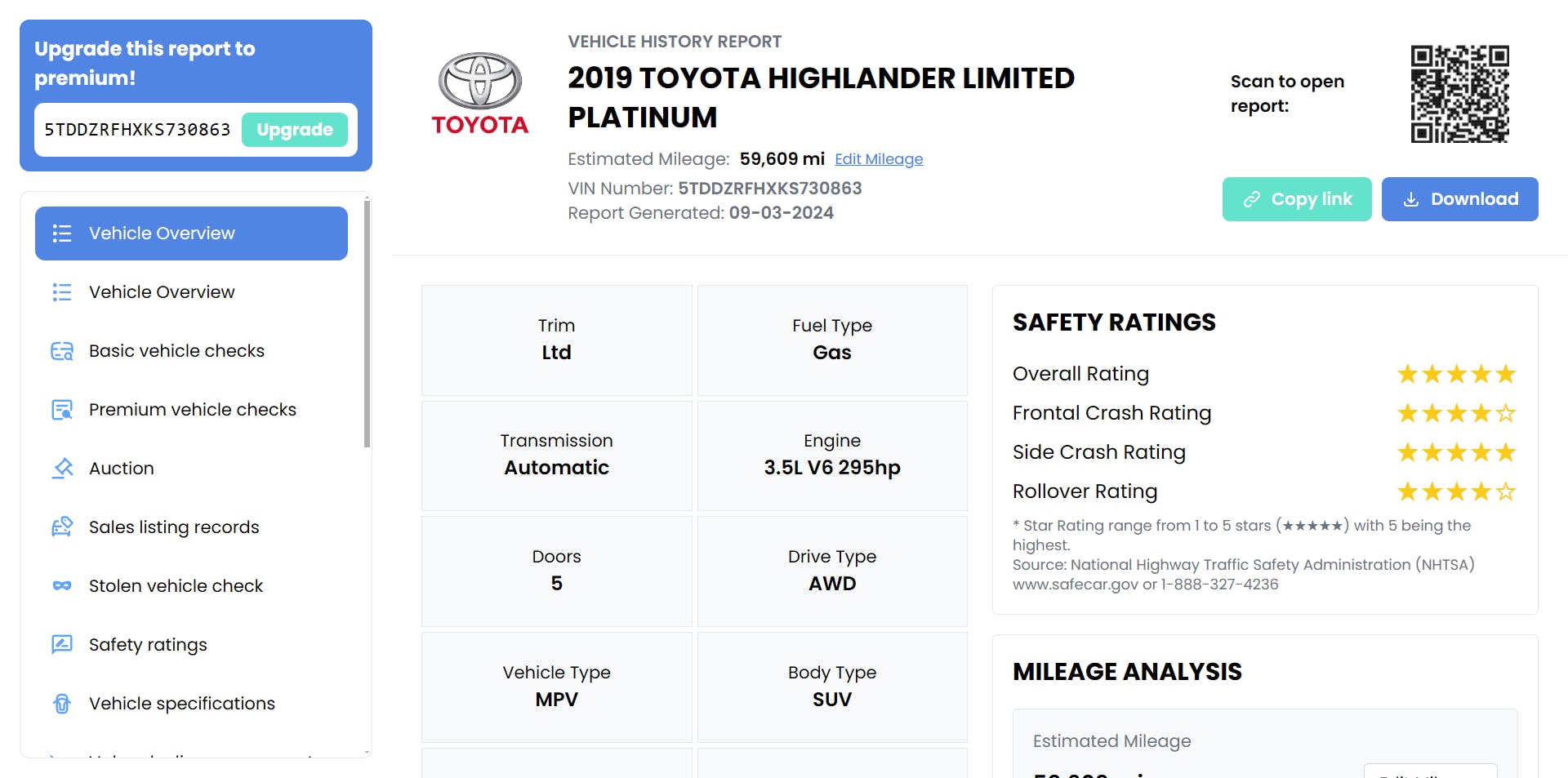 Vehicle History Report Fusion and Panther