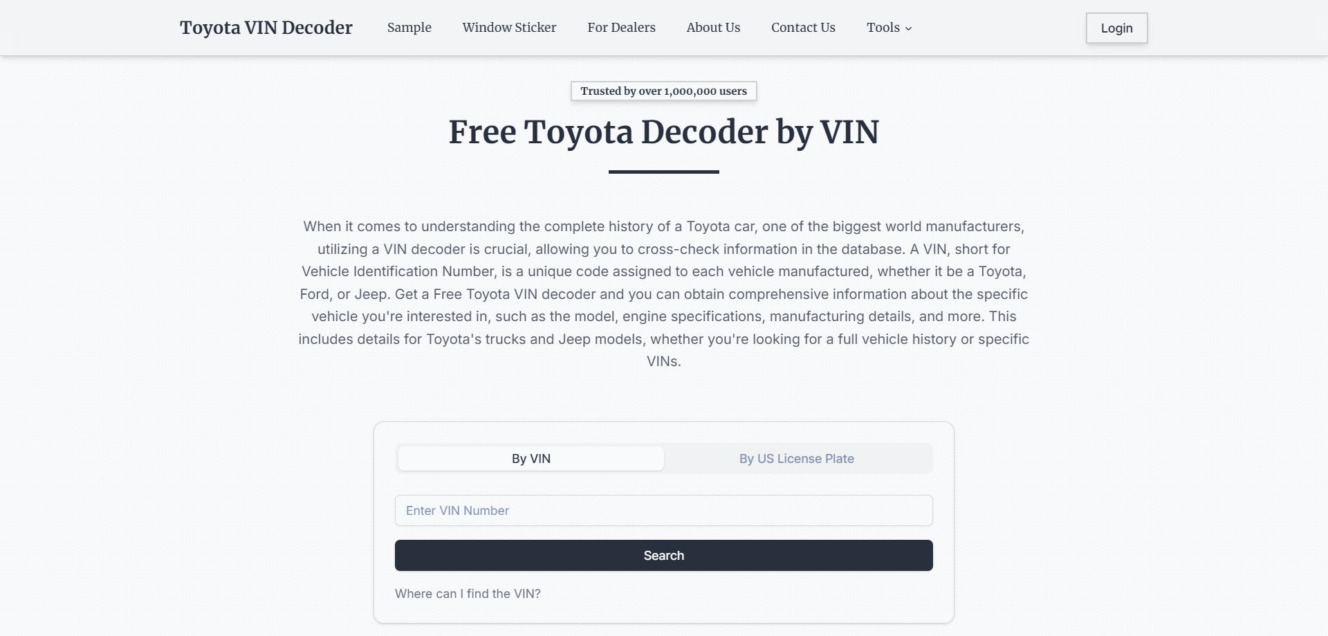 Toyota VIN Decoder