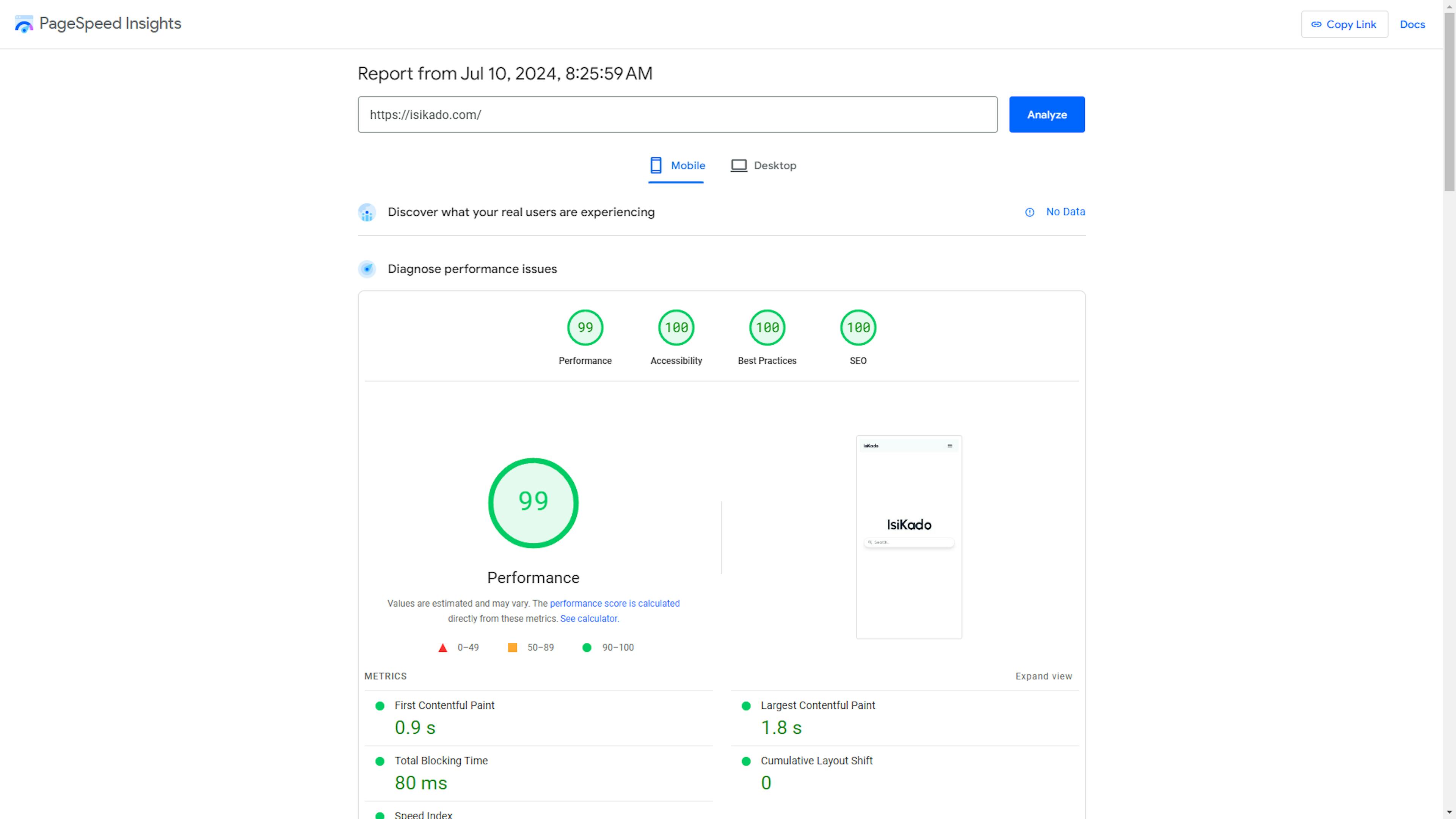 IsiKado Mobile Score