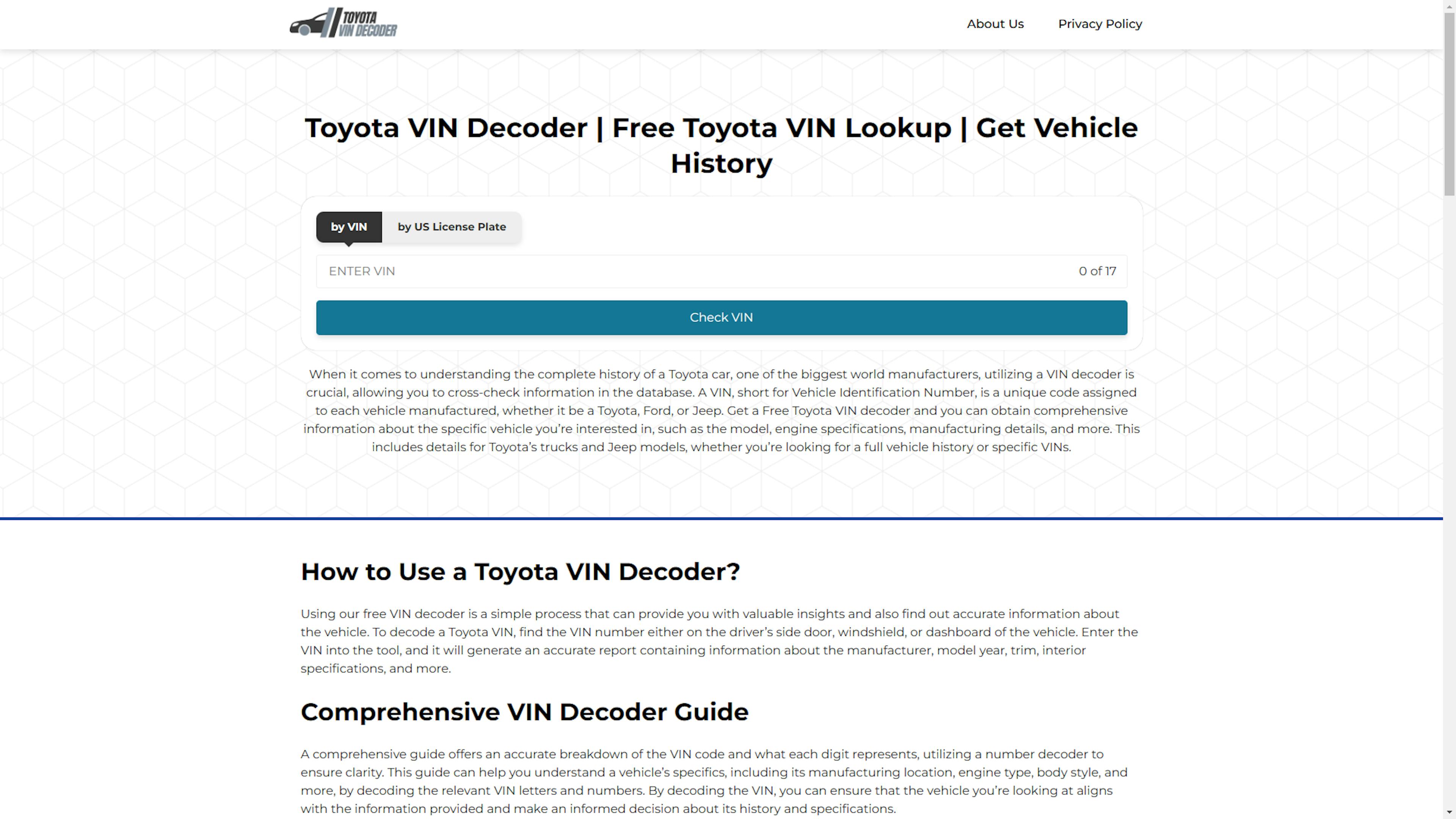 Toyota VIN Decoder