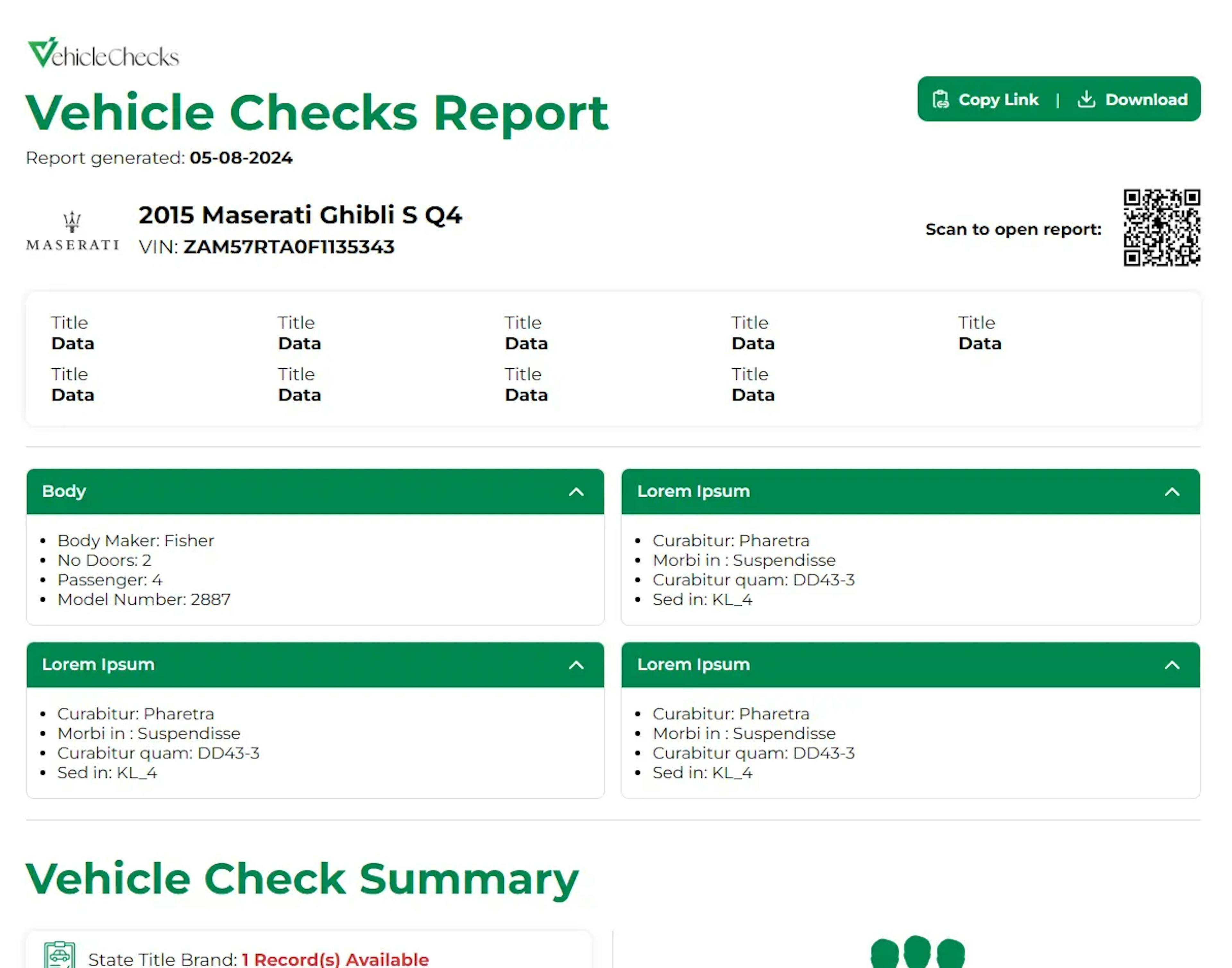 Vehicle Checks Report