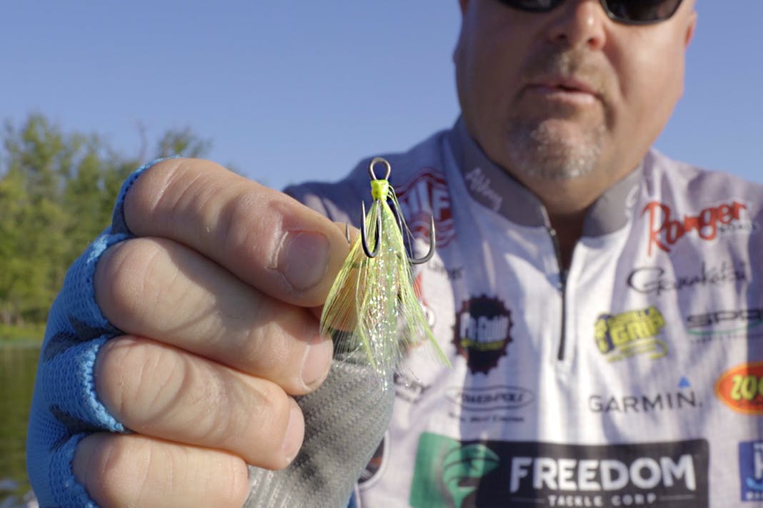 The Gamakatsu G-Finesse Feathered MH Treble Hook with Jeremy