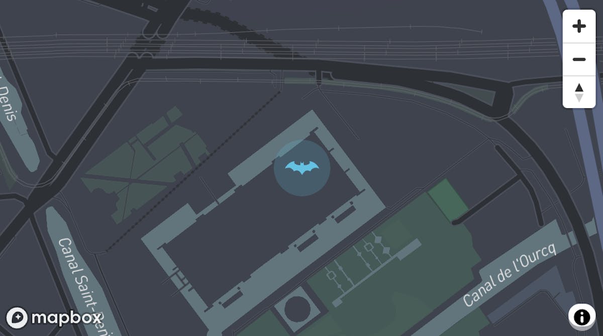 Carte de l'emplacement de Batman Escape avec vue limitée