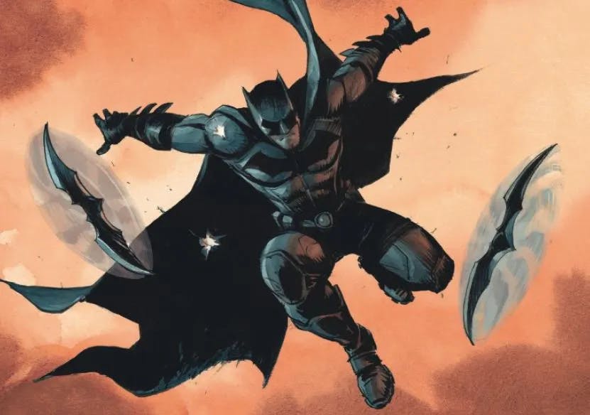 Batman lance des batarangs