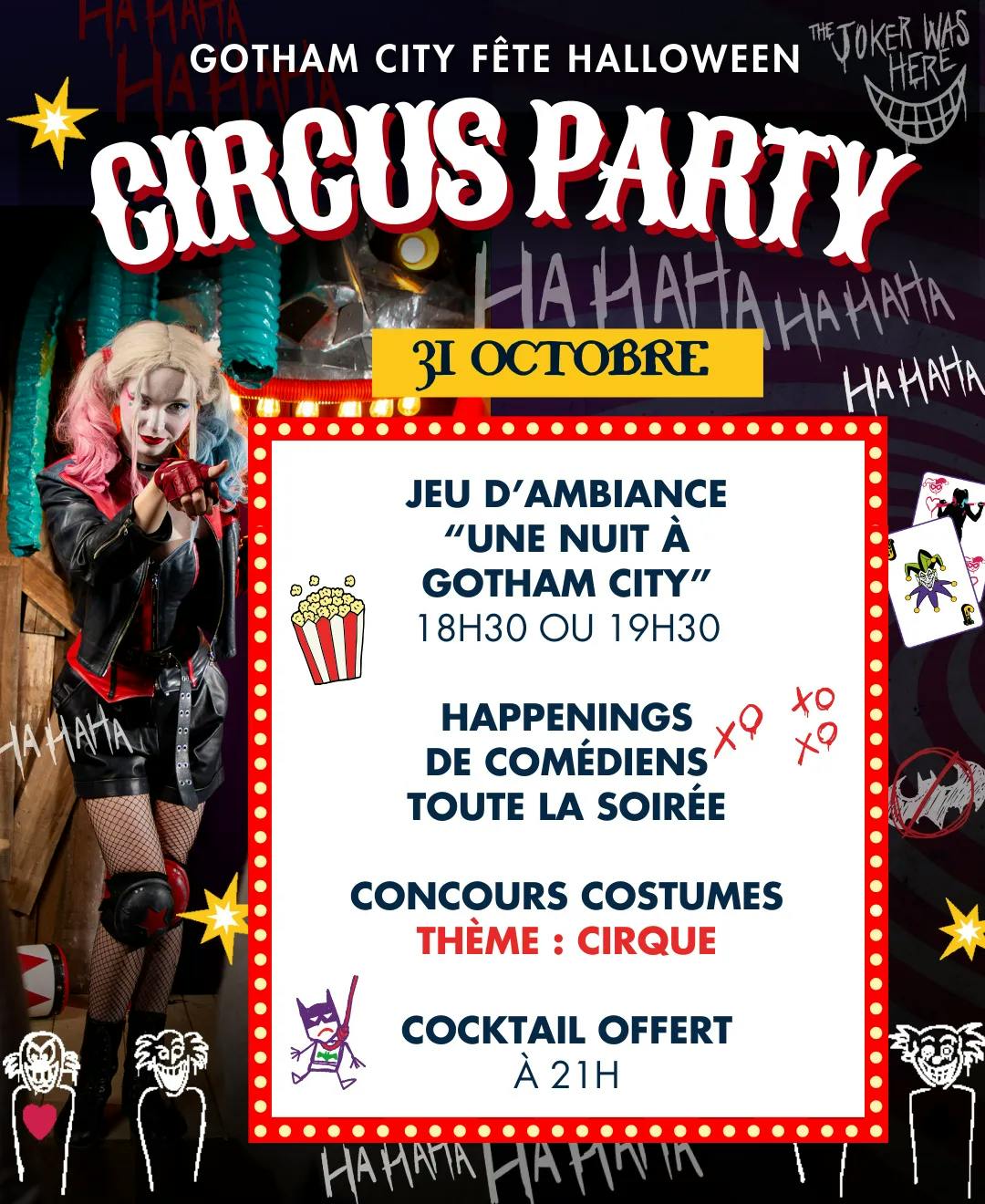 Soirée Halloween thème Cirque chez Batman Escape Paris