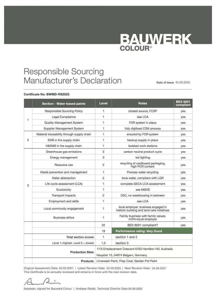 Our Responsible Sourcing document showing overall good scores