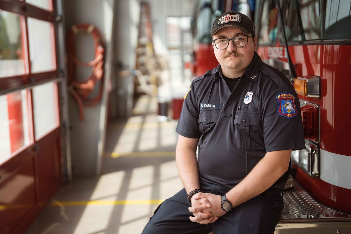 Noah Carter, full-time firefighter with the Monitor Township Fire Department