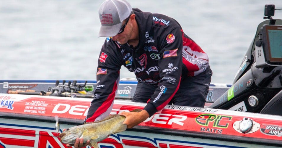 An angler at a recent bass fishing tournament in Bay City, Michigan