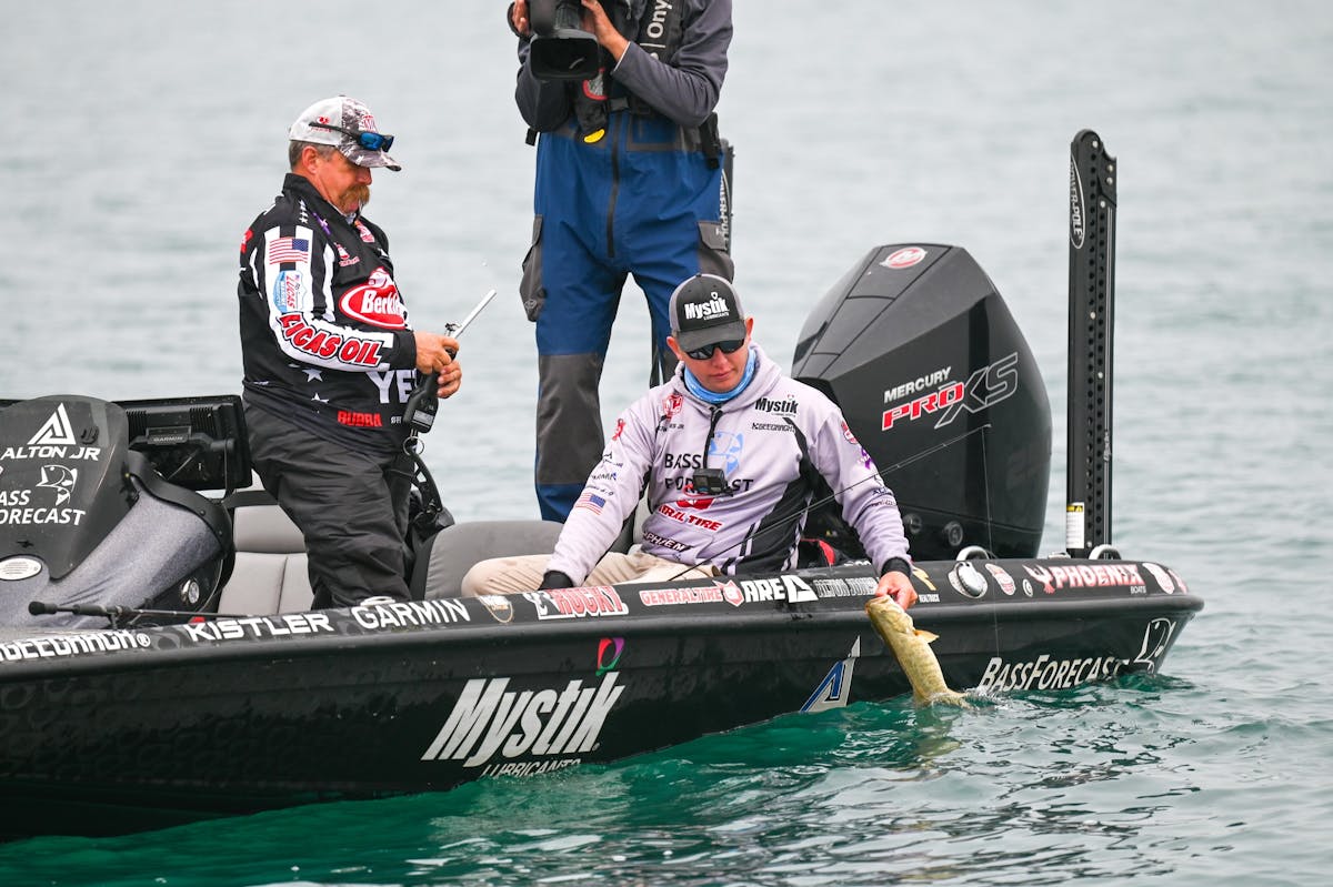 An angler at a recent bass fishing tournament in Bay City, Michigan
