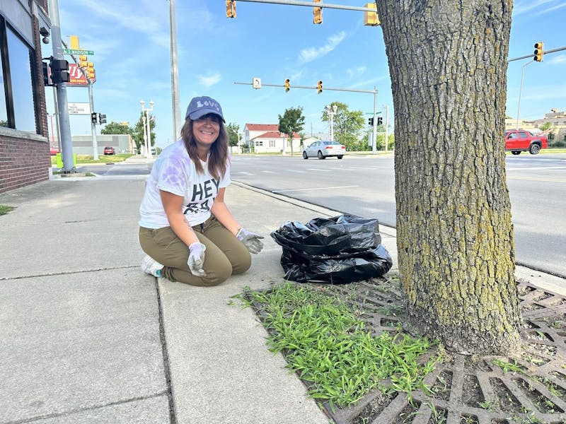 Picking up trash and pulling weeds in Bay City