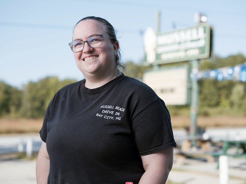 Liz Larner of Mussell Beach Drive In, located in Bay City, Michigan