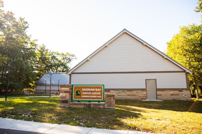 The Saginaw Bay Visitor Center at Bay City State park in Bay City, Michigan.