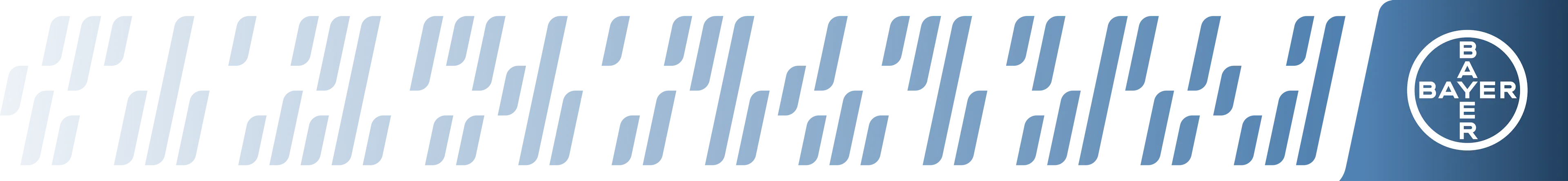 Decorative blue banner with the Bayer logo