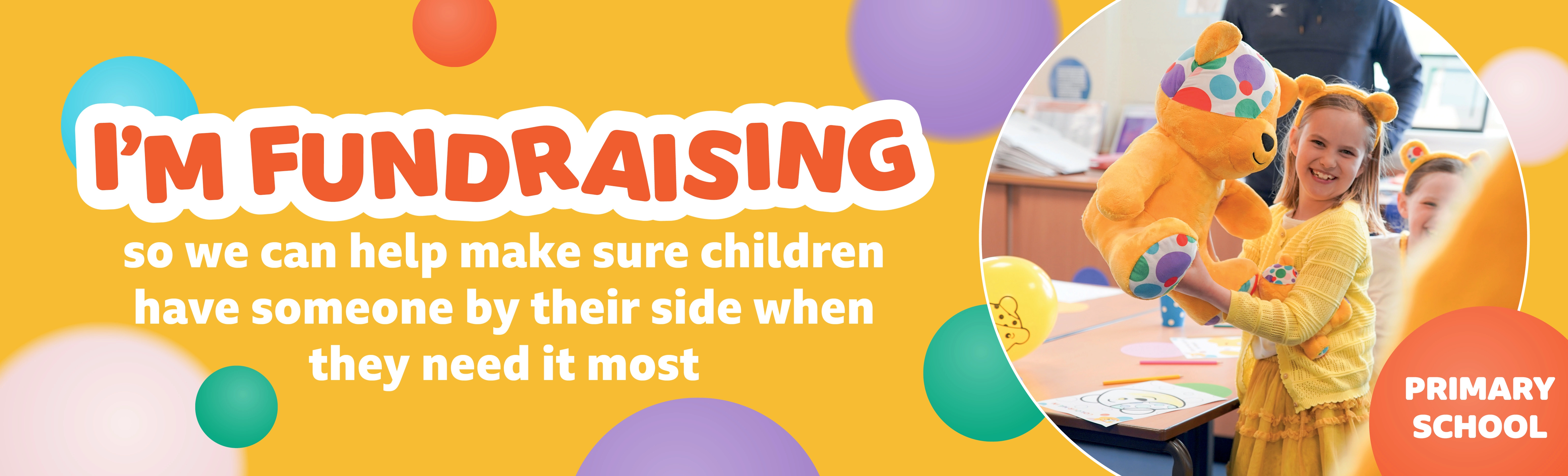 Banner for Primary School fundraising pages for Challenge Yourself 2026 for BBC Children in Need.