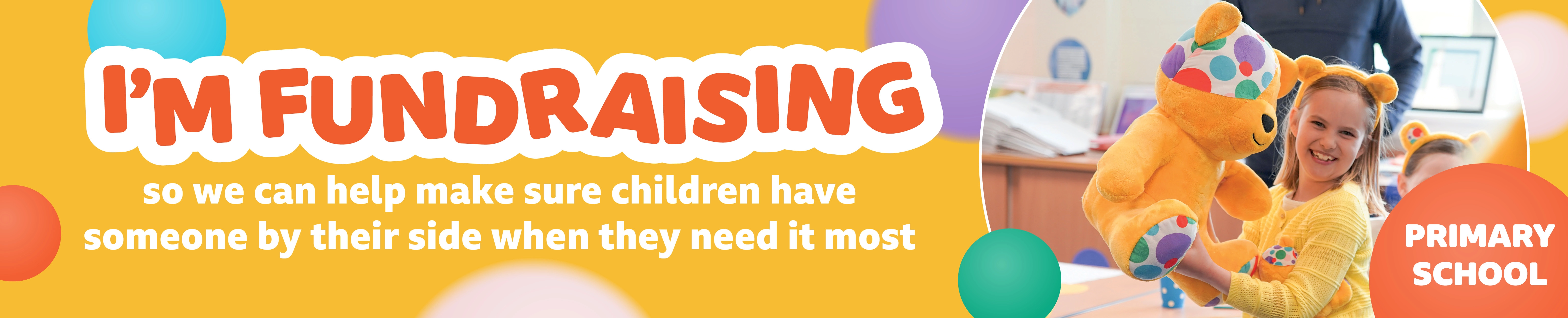 Banner for Primary School fundraising pages for Challenge Yourself 2026 for BBC Children in Need.