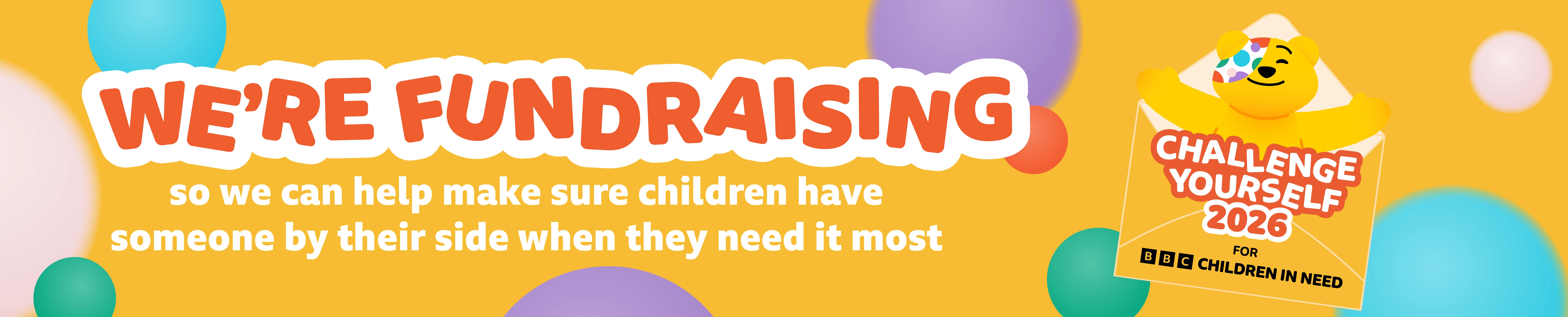Team page banner for fundraising pages for Challenge Yourself 2026 for BBC Children in Need.