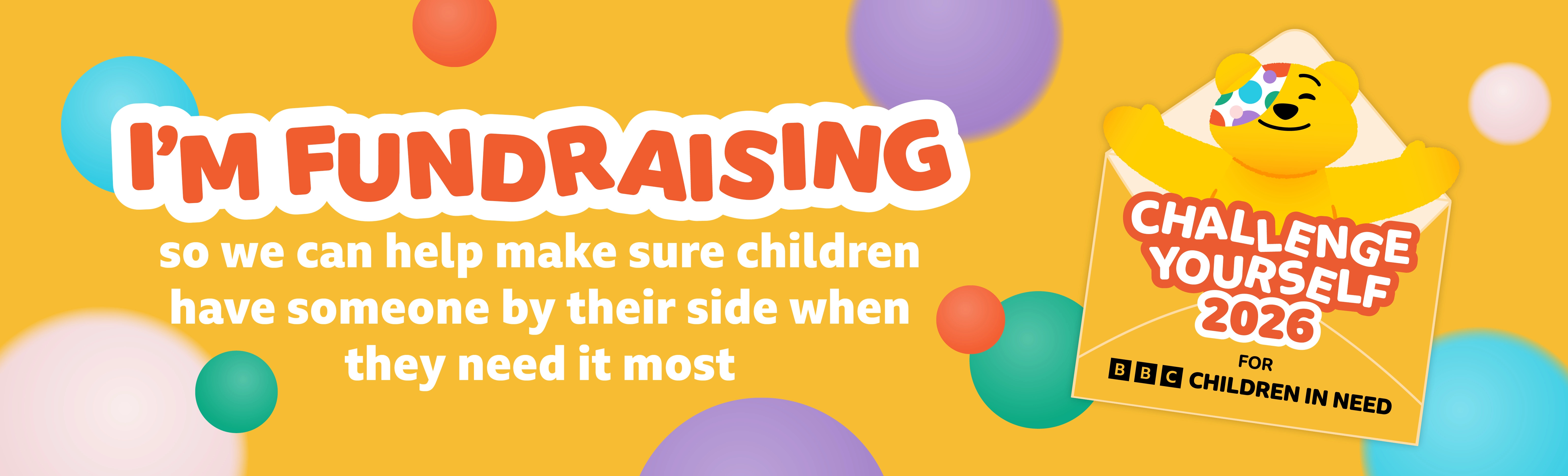 Page banner for fundraising pages for Challenge Yourself 2026 for BBC Children in Need.