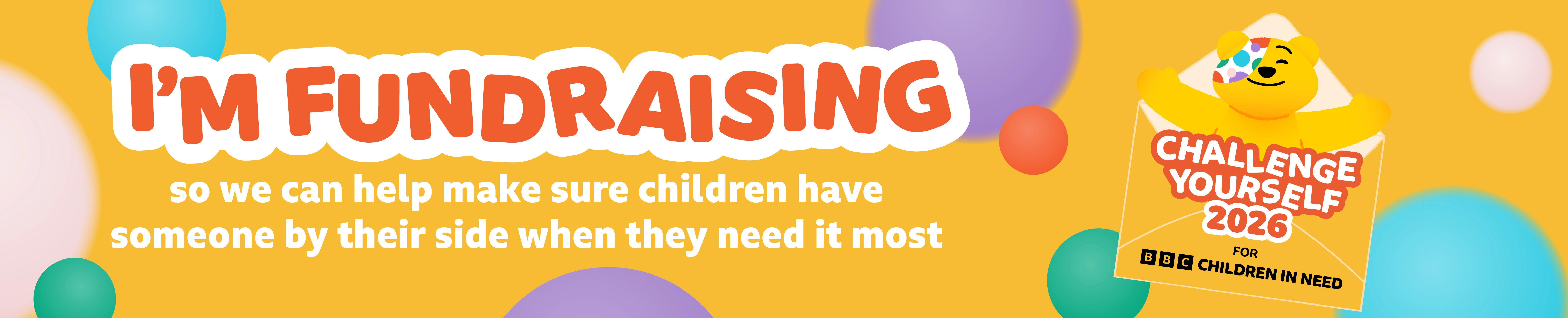 Page banner for fundraising pages for Challenge Yourself 2026 for BBC Children in Need.