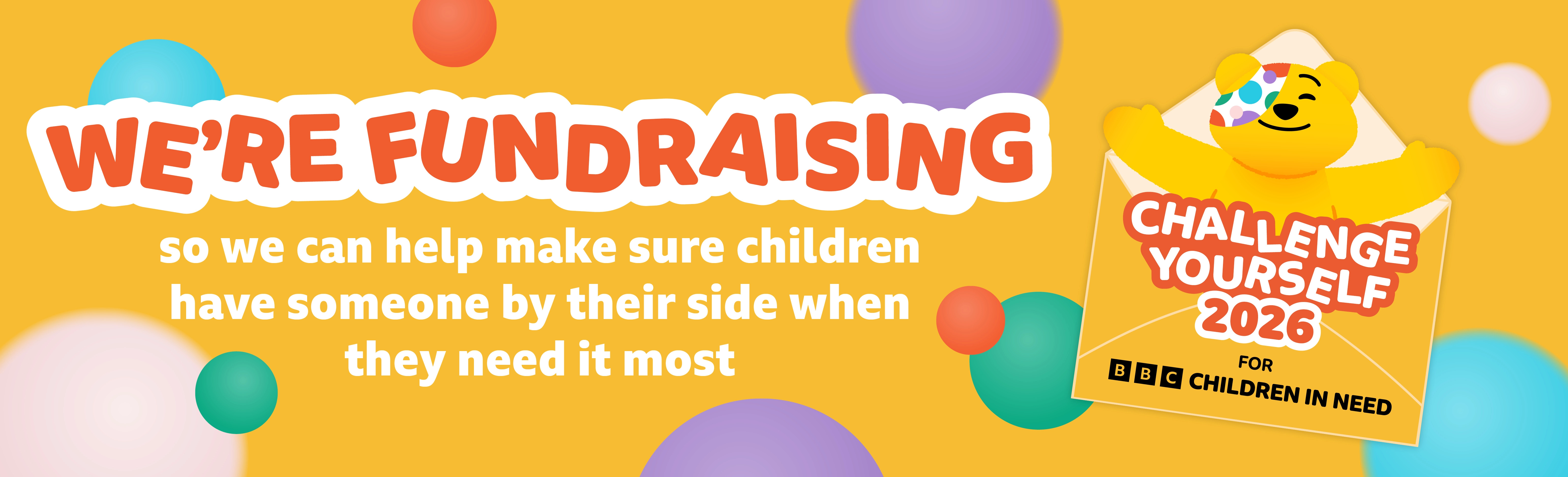 Team page banner for fundraising pages for Challenge Yourself 2026 for BBC Children in Need.