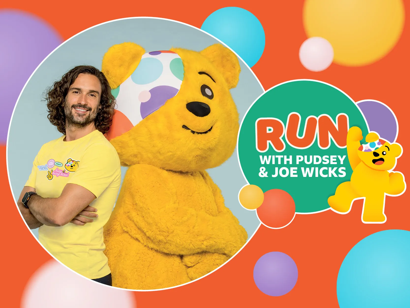 Run with Pudsey and Joe Wicks poster.