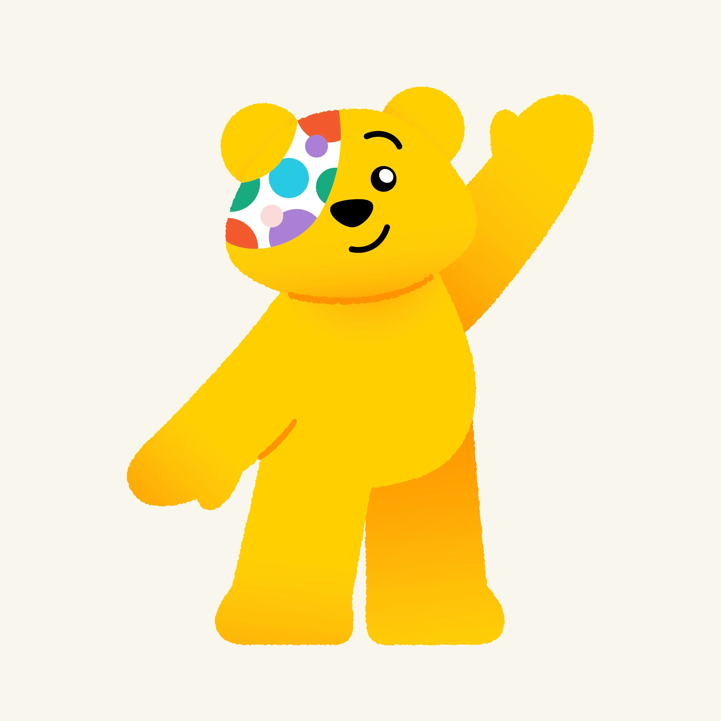 Pudsey waving.