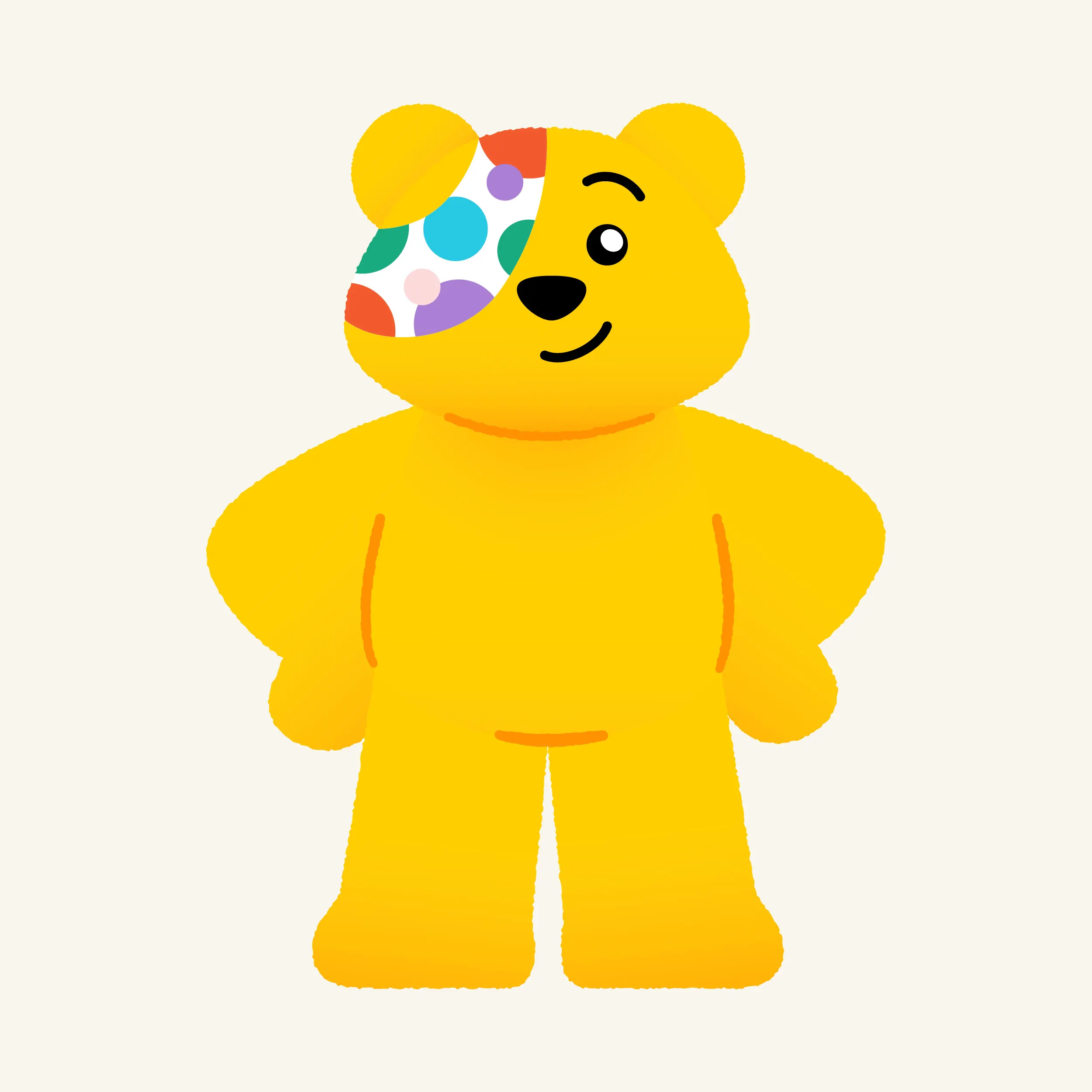 Pudsey standing with hands on hips.