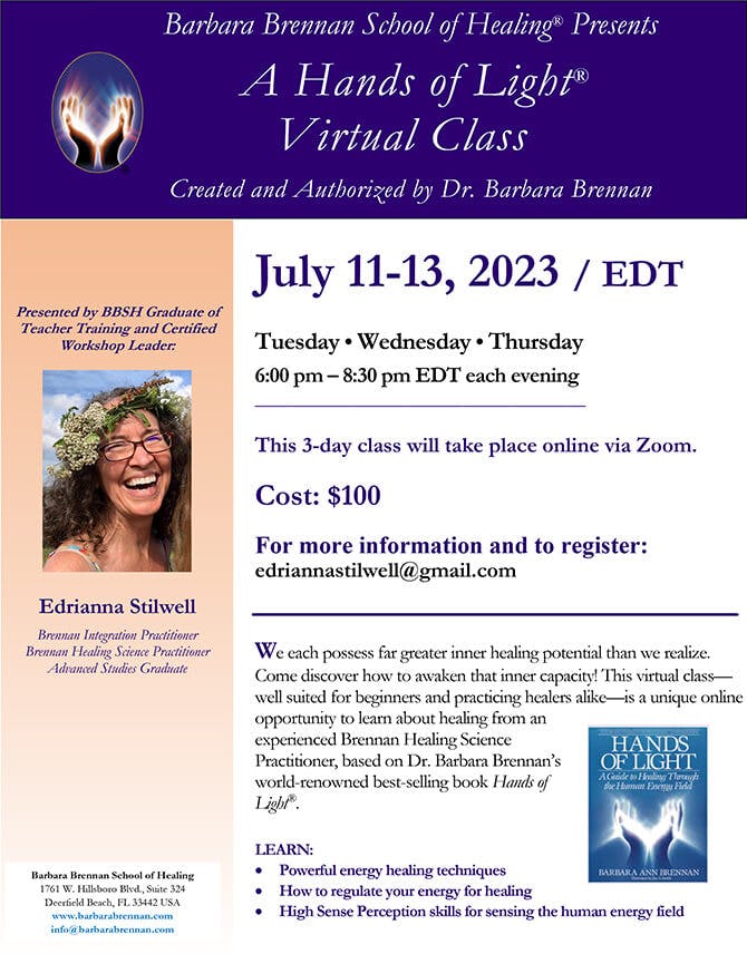 Hands of Light Virtual Class, July 11-13, 2023