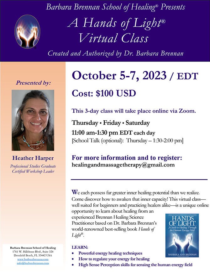 Hands of Light Virtual Class, October 5–7, 2023