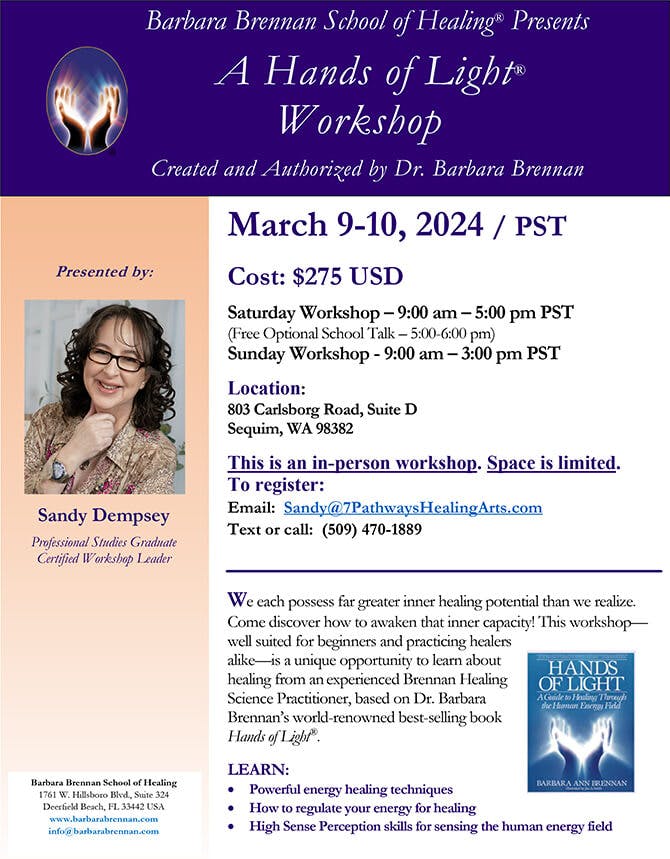 Hands of Light In-Person Workshop, Sequim, WA, March 9-10, 2024