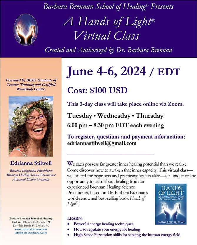 Hands of Light Virtual Class, June 4-6, 2024