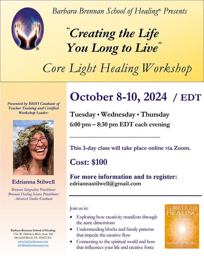 Core Light Healing Virtual Class, October 8-10, 2024