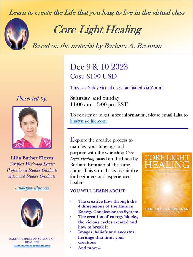 Core Light Healing Virtual Class, December 9-10, 2023