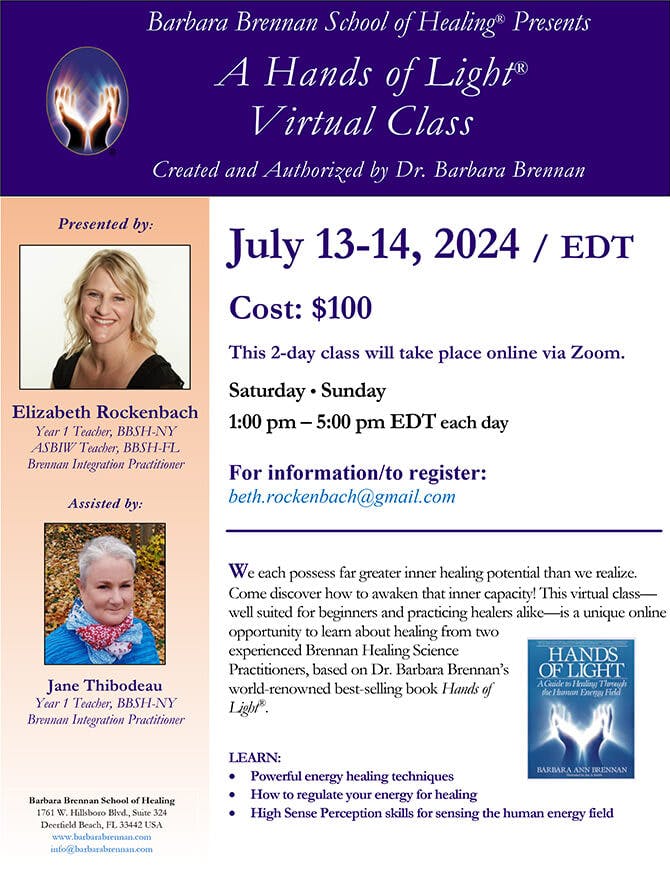 Hands of Light Virtual Class, July 13-14, 2024