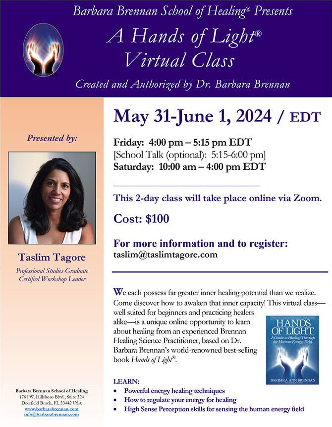 Hands of Light Virtual Class, May 31–June 1, 2024