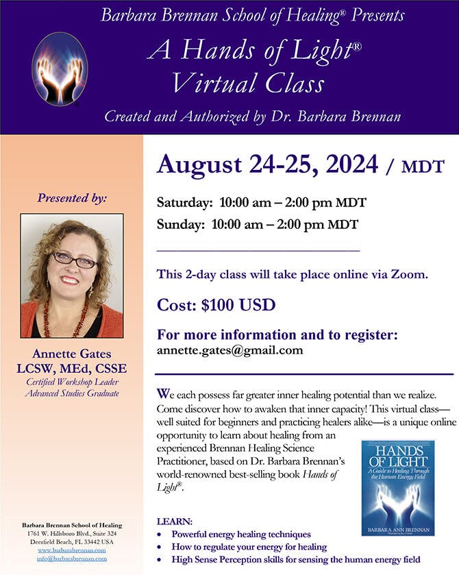 Hands of Light Virtual Class, August 24-25, 2024