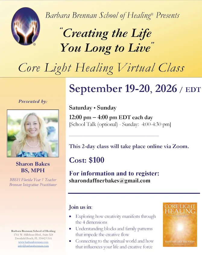 Flyer for Core Light Healing Workshop, September 19-20, 2026