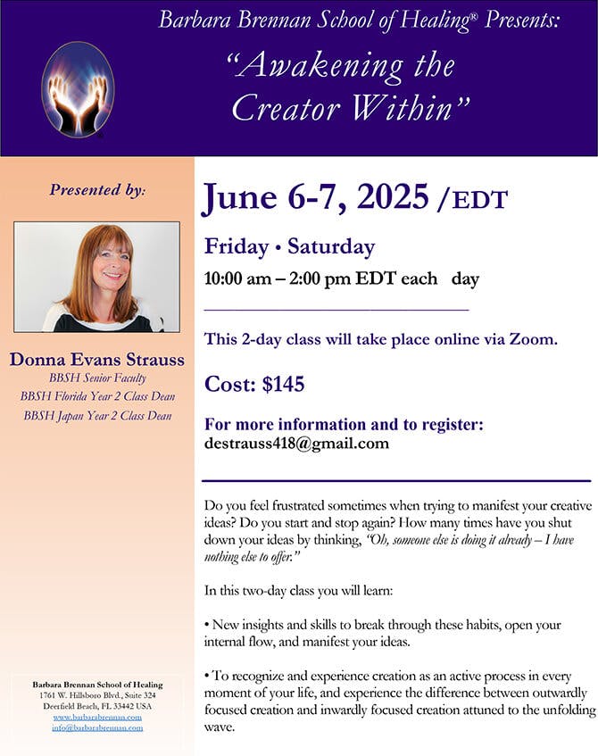 Flyer of Awakening the Creator Within Virtual Class, June 6-7, 2025