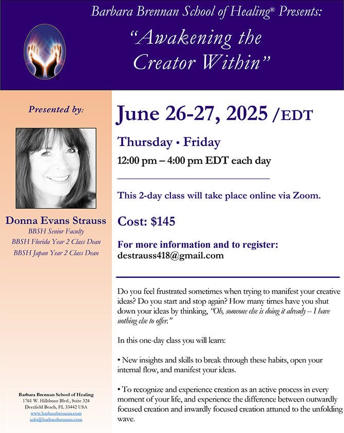 Flyer for Awakening the Creator Within Workshop, June 26-27, 2025