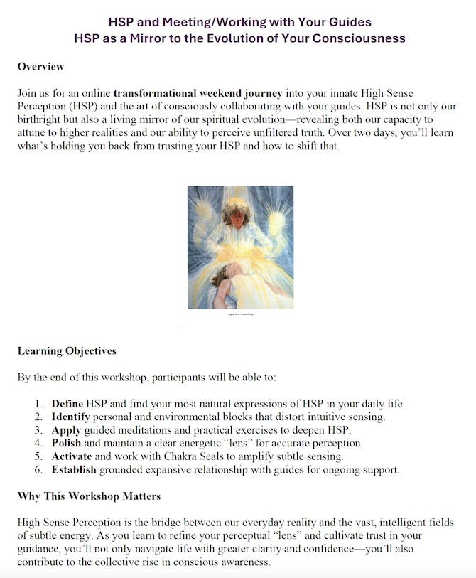 Description of HSP Workshop