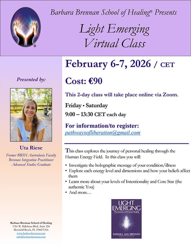 Flyer for Light Emerging Virtual Class, February 6-7, 2026