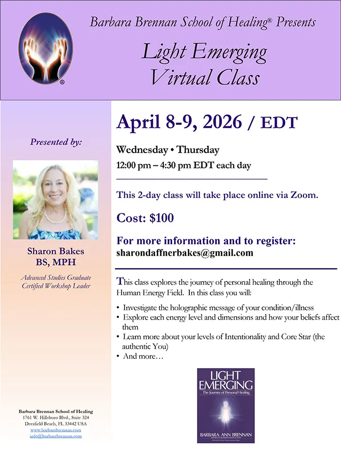 Flyer for Light Emerging Virtual Class, April 8-9, 2026