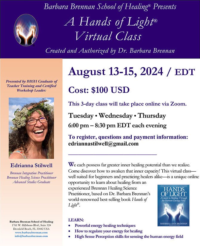 Hands of Light Virtual Class, August 13-15, 2024