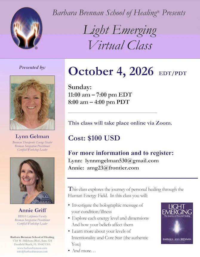 Flyer for Light Emerging Virtual Class, October 4, 2026