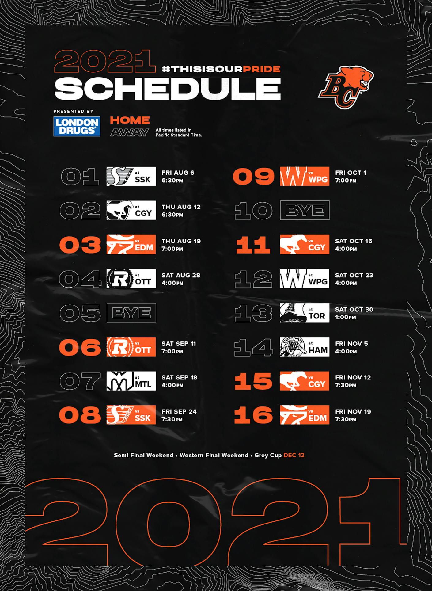 lions schedule this year