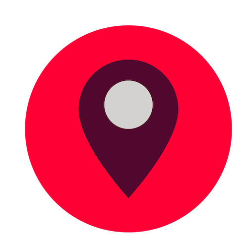 Icon of a red circle with a burgundy location pin