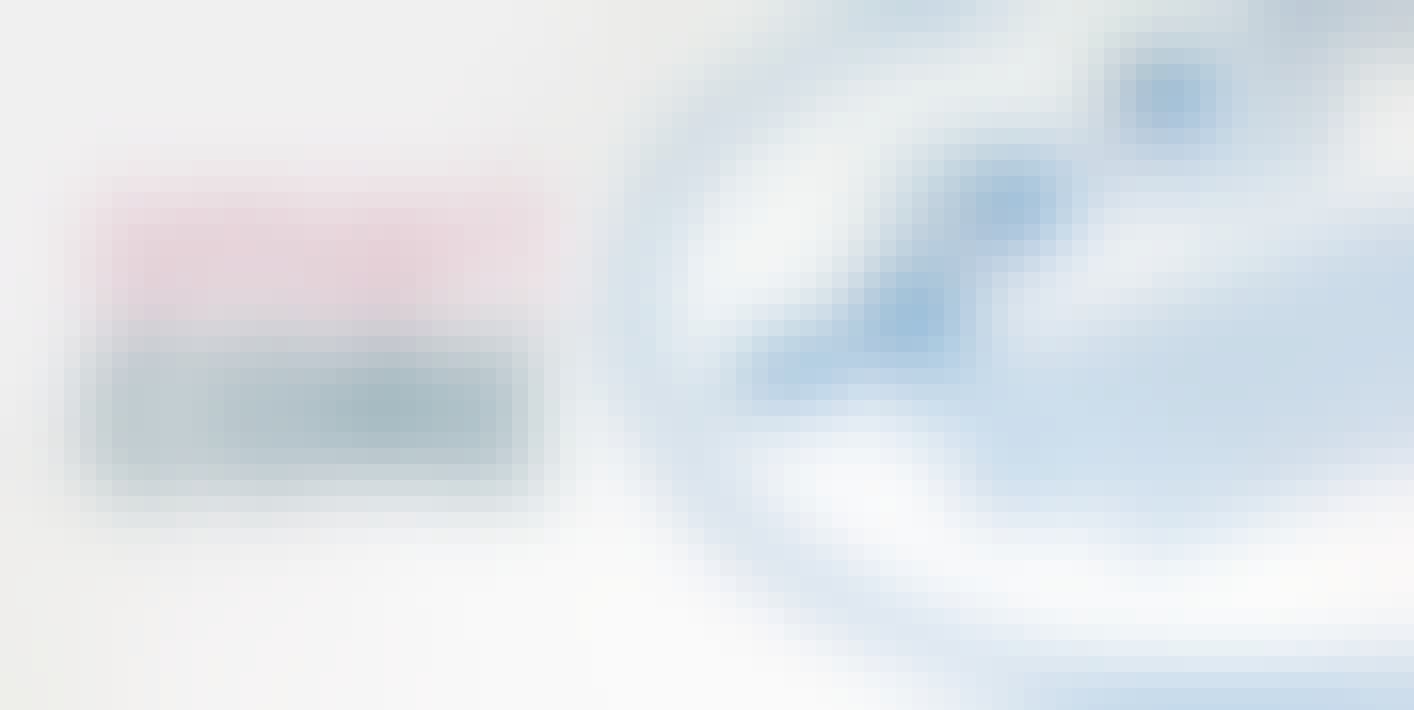 Logo of the smartCORE dispensing system next to dispensed lines and dots of blue material