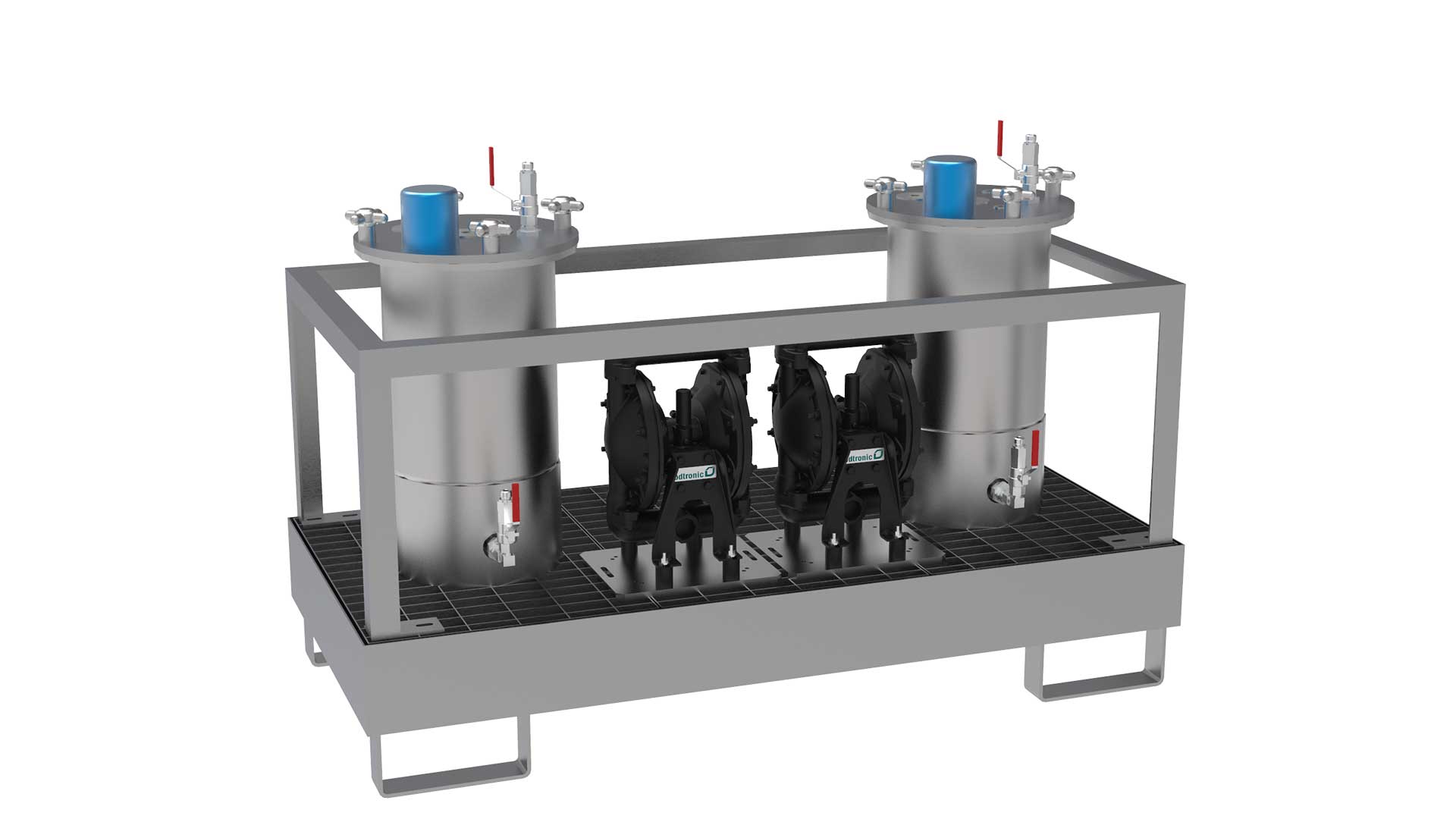 Druckbehälter auf Rahmengestell für Materialaufbereitungssystem MPS