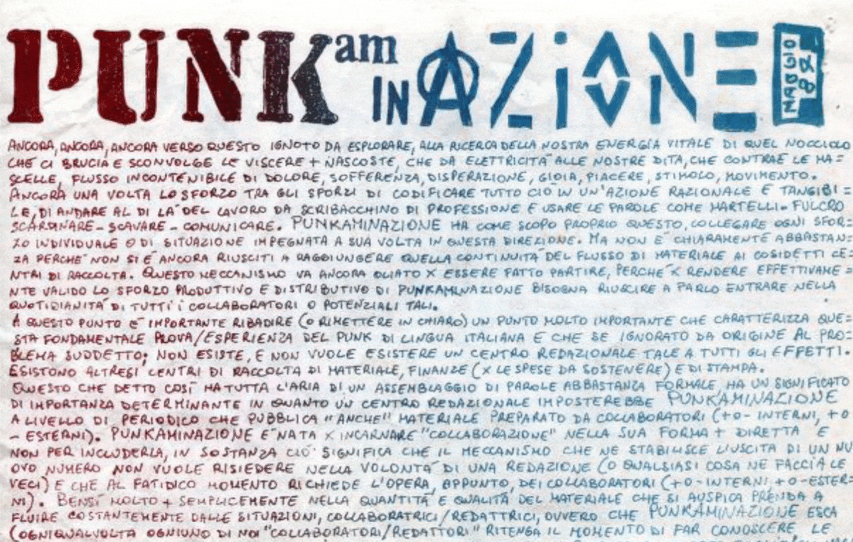 punk in azione, fanzine